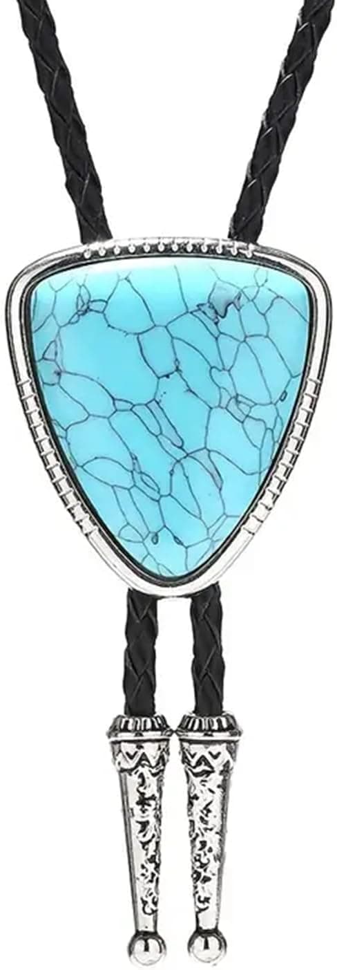 Silver tip bolo tie with turquoise