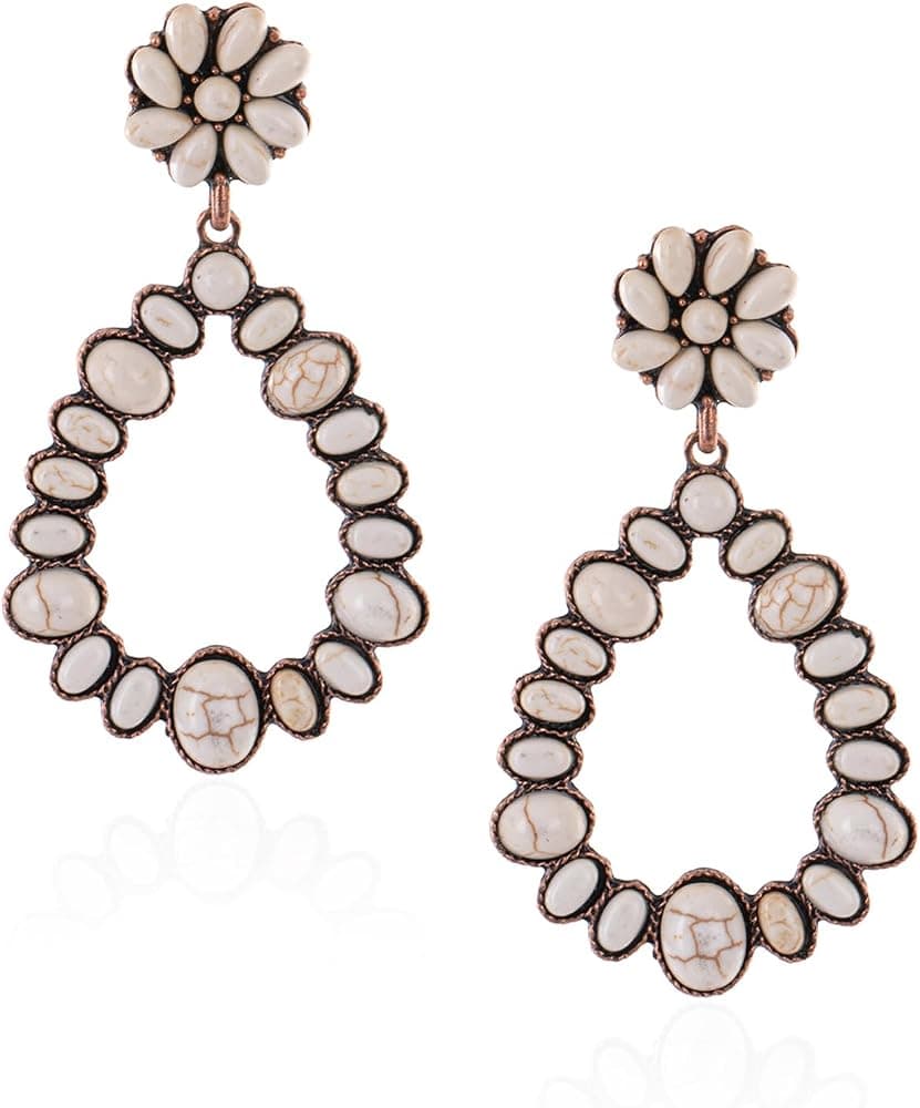 Rustic Couture's turquoise oval drop earrings