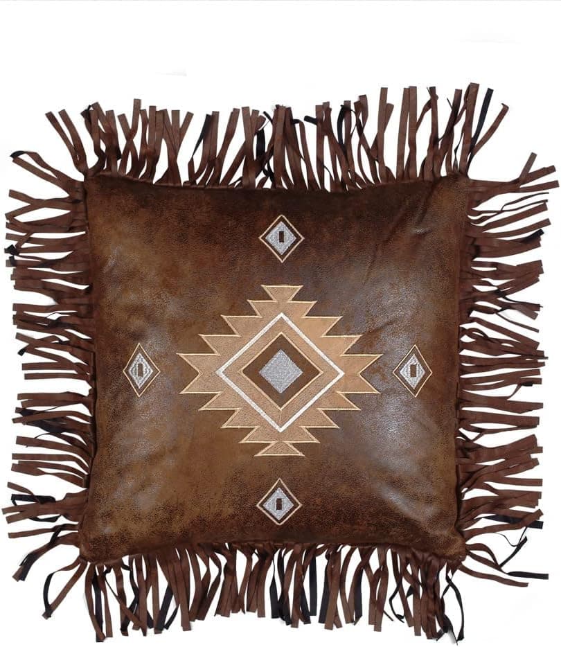 Tooled leather throw pillow