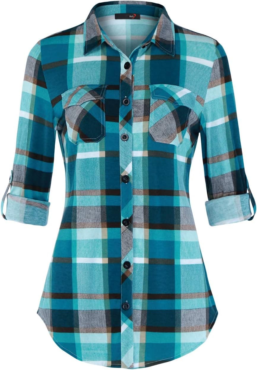 DJT stretch plaid western shirt