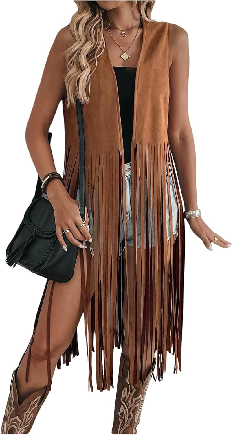 Milumia fringe suede vest