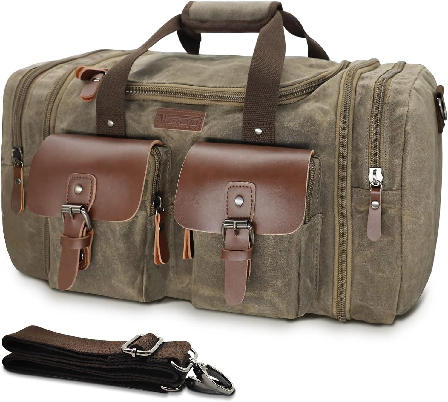 Filson-style waxed cotton weekender duffel