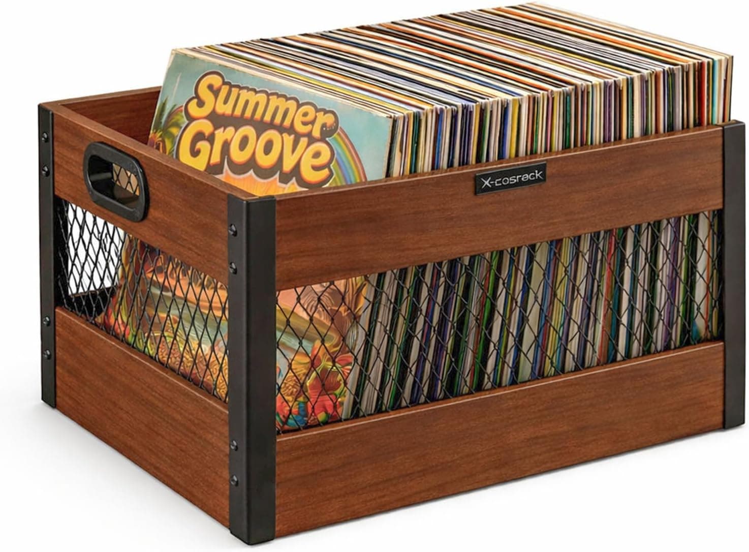 Wooden vinyl record storage crate