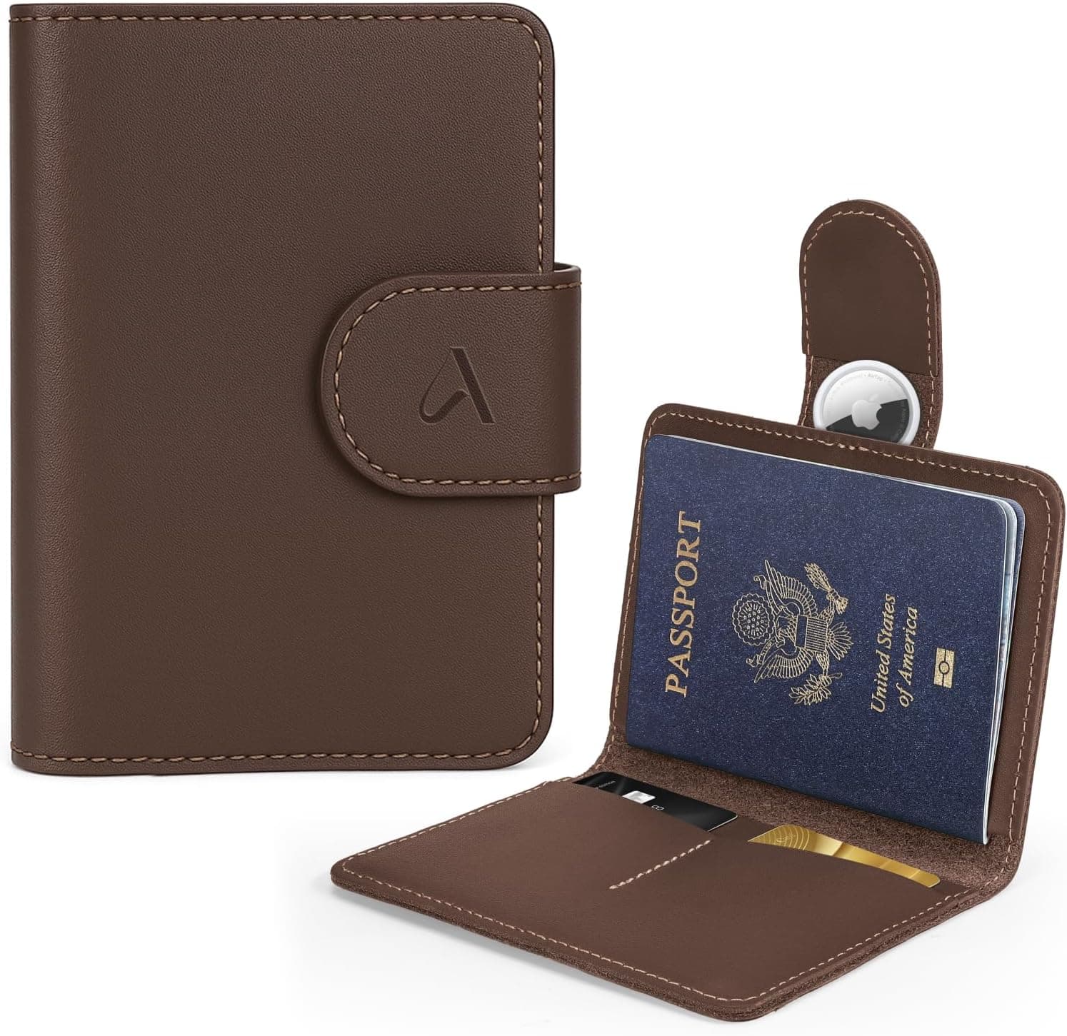 Leather passport + boarding pass holder
