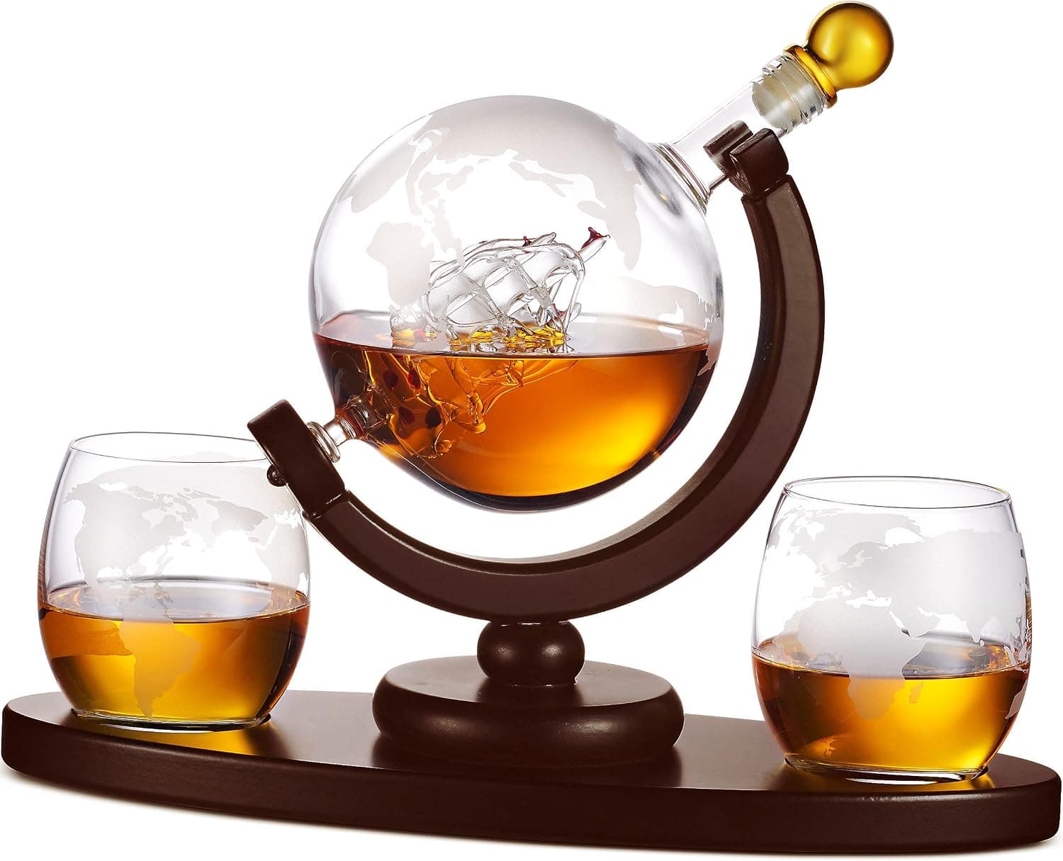 Etched globe whiskey decanter (32oz)