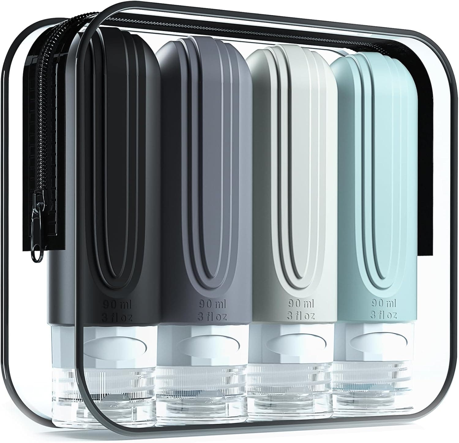 Silicone TSA-approved travel bottle set
