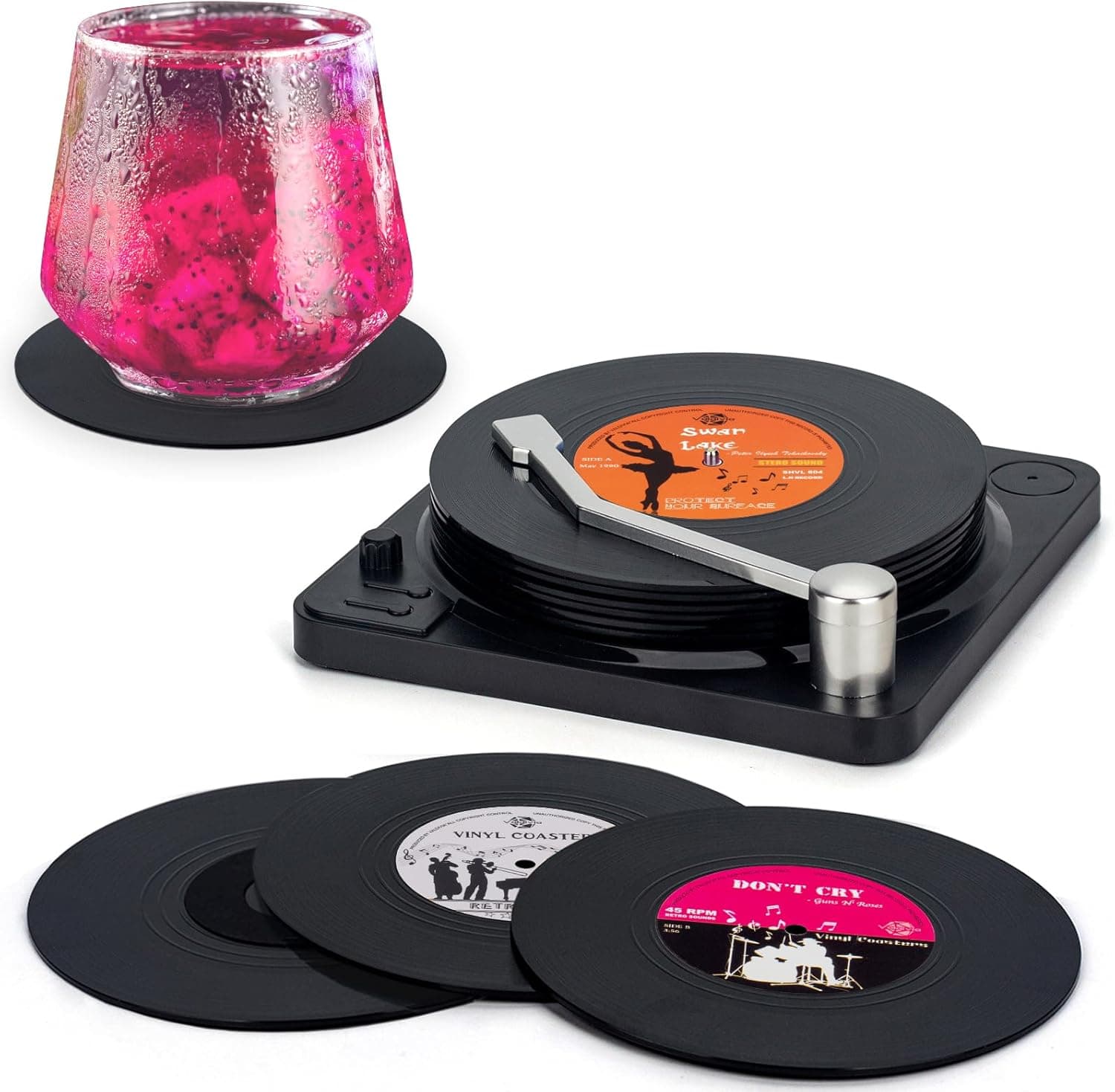 Vinyl record drink coasters (set of 6)