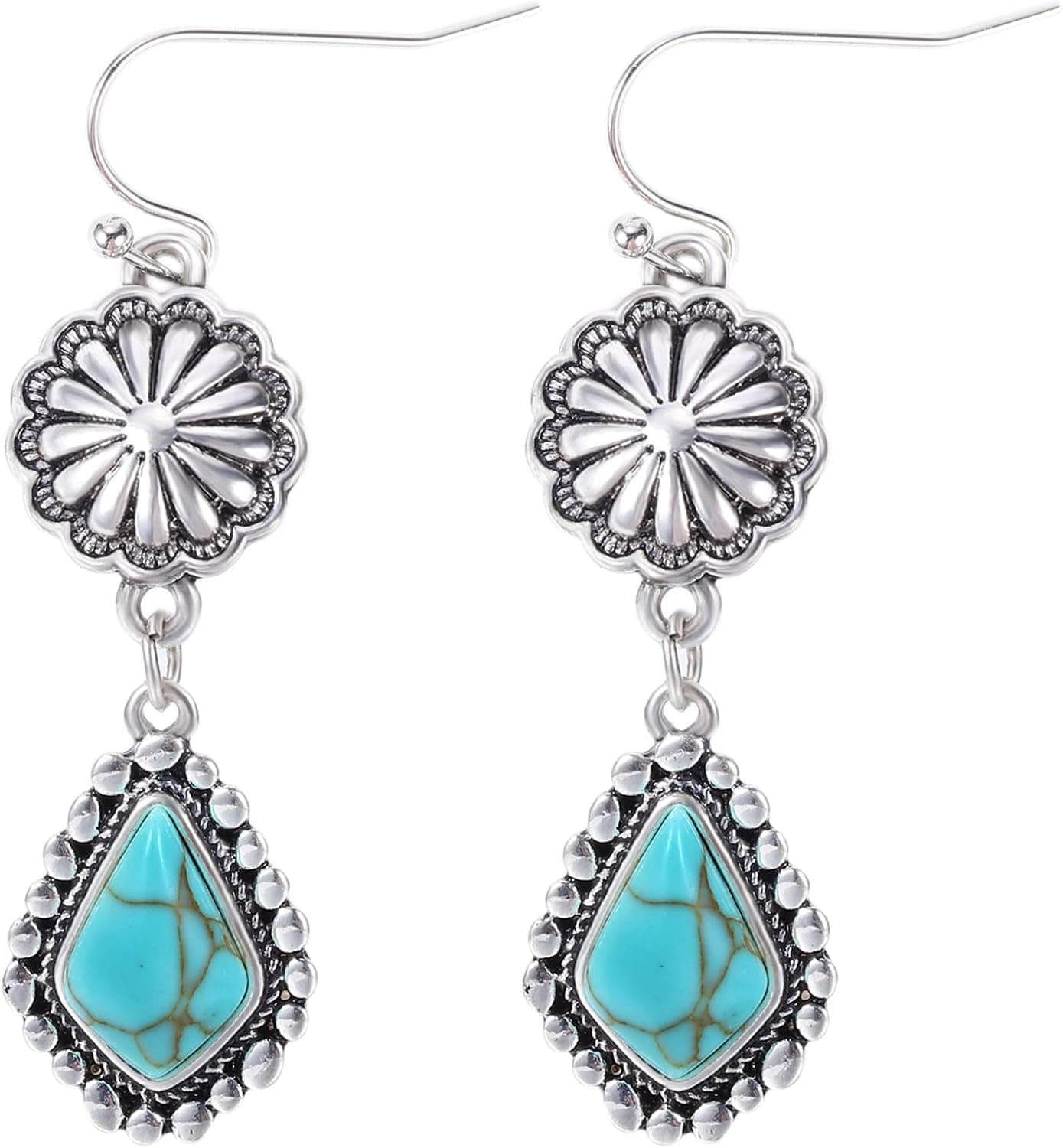 Turquoise sterling dangle earrings