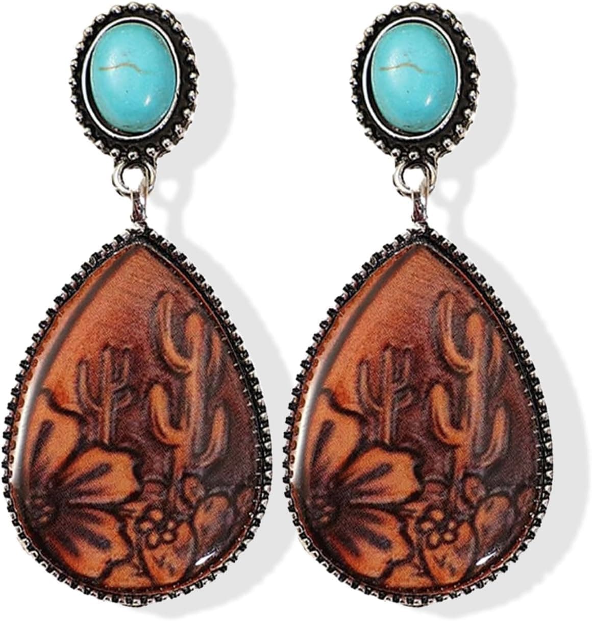 Turquoise cowboy-boot dangle earrings