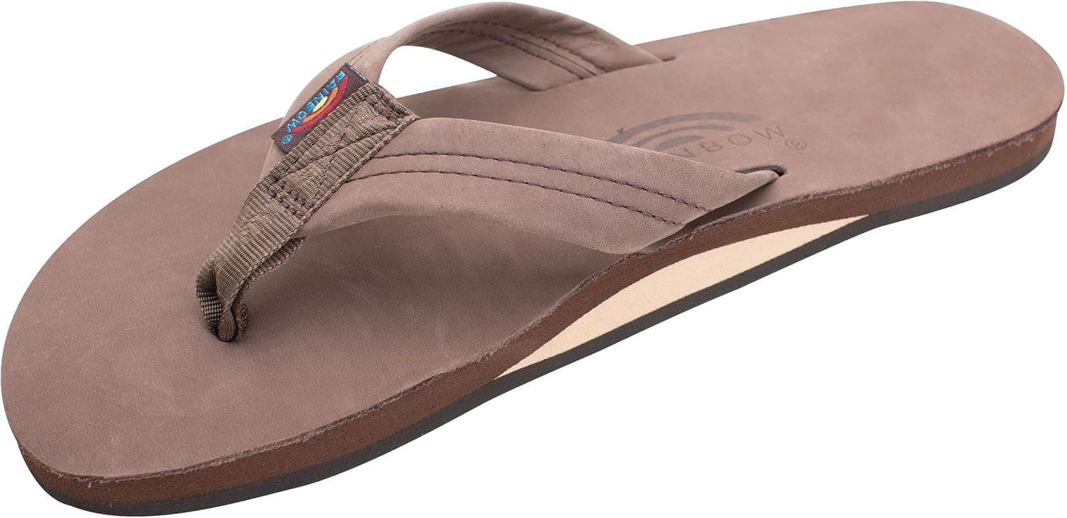 Rainbow leather flip-flops