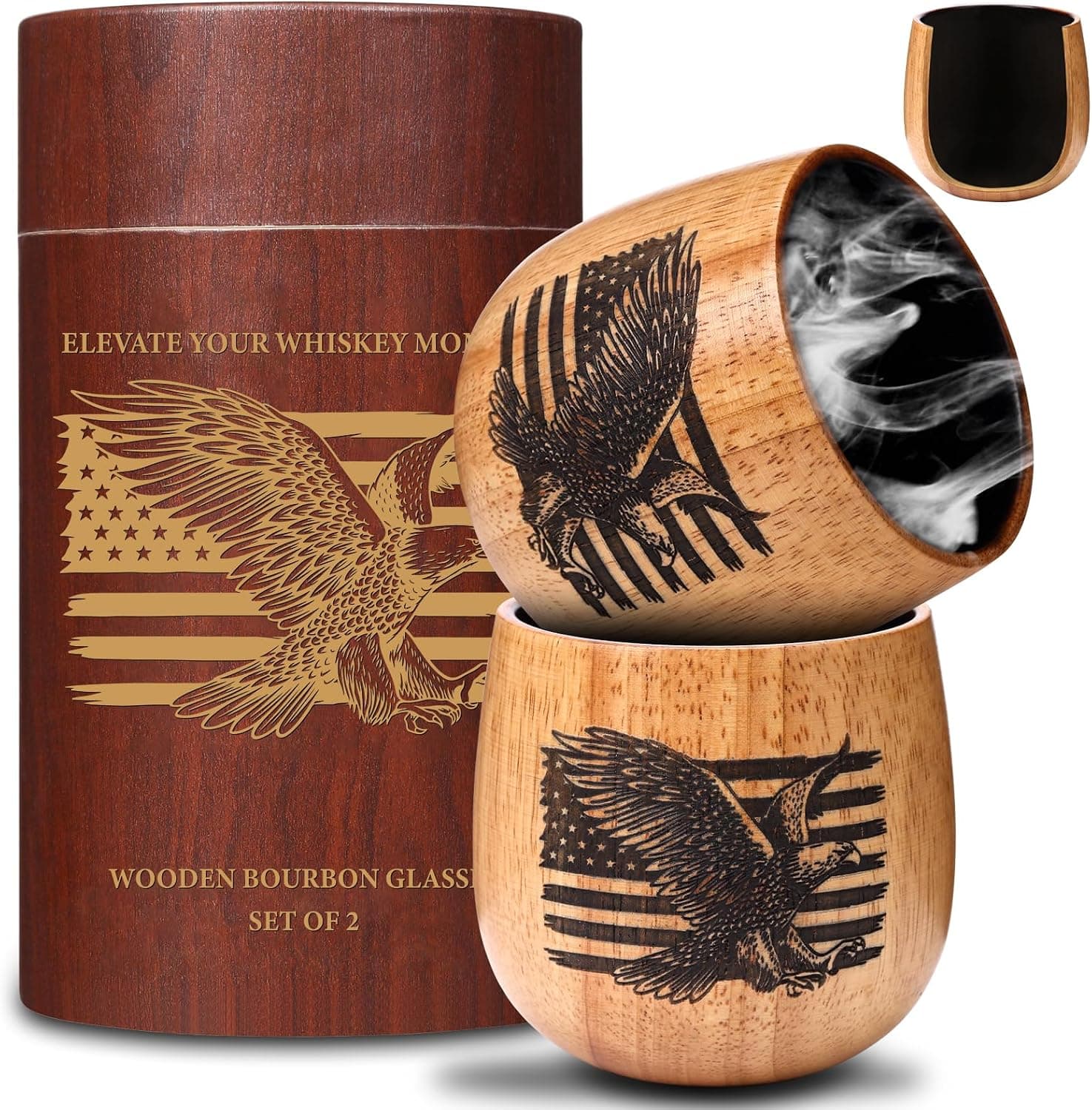 Solid oak whiskey barrel mug (12oz)