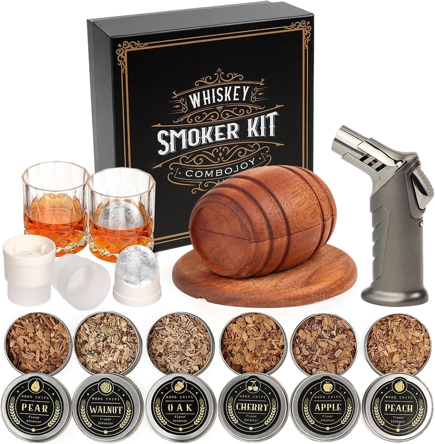 Old Fashioned cocktail smoker kit with wood chips