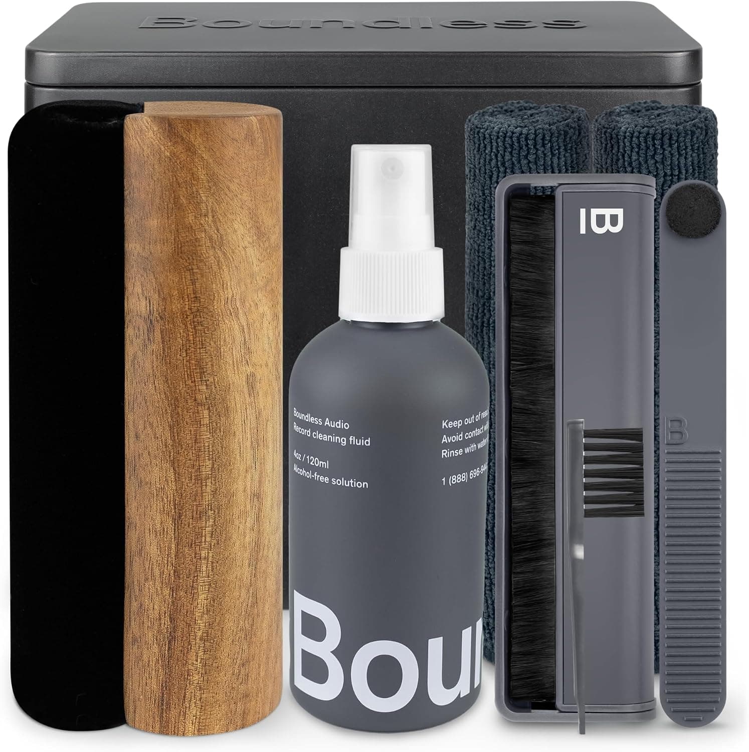 Vinyl record cleaning kit — brush + fluid