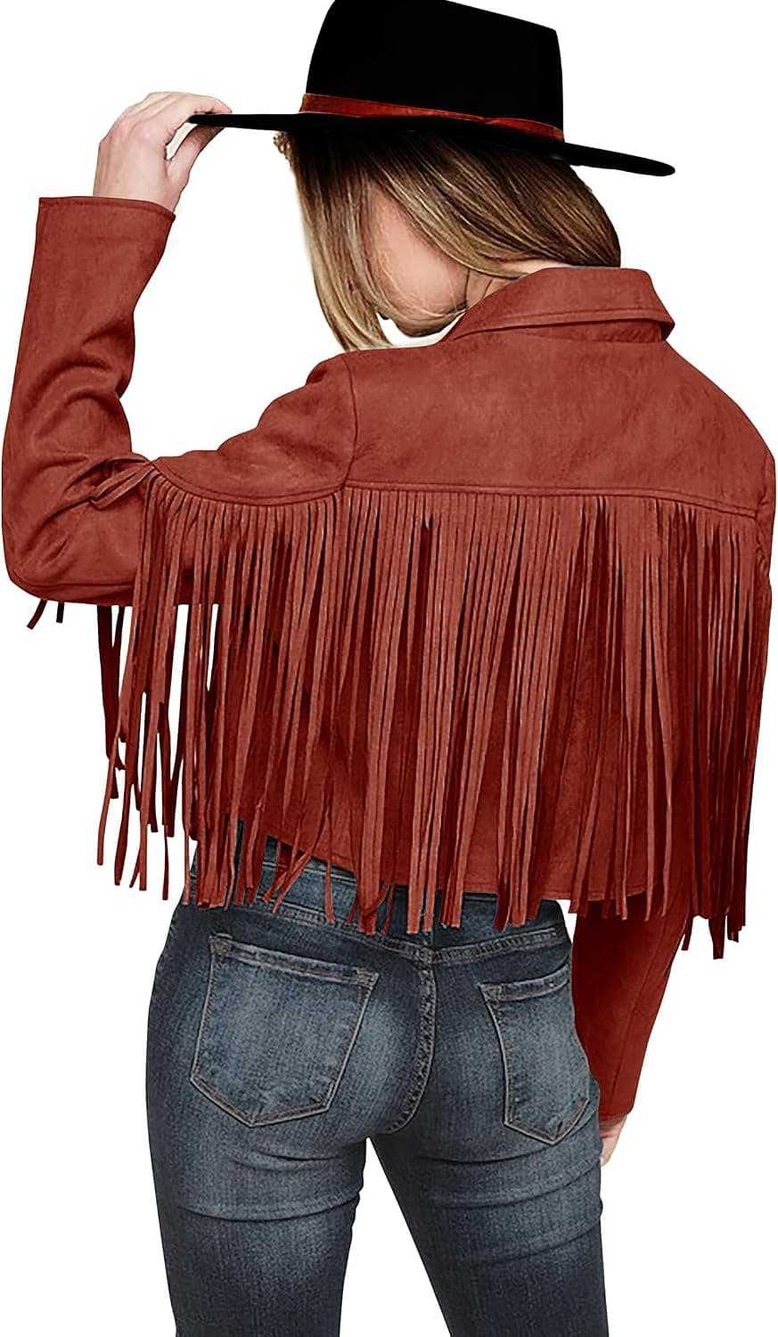 PRETTYGARDEN fringe suede jacket