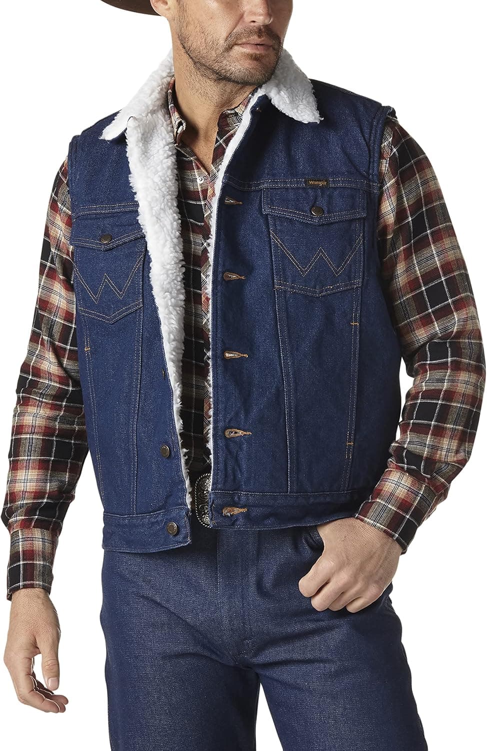 Wrangler sherpa-lined denim vest