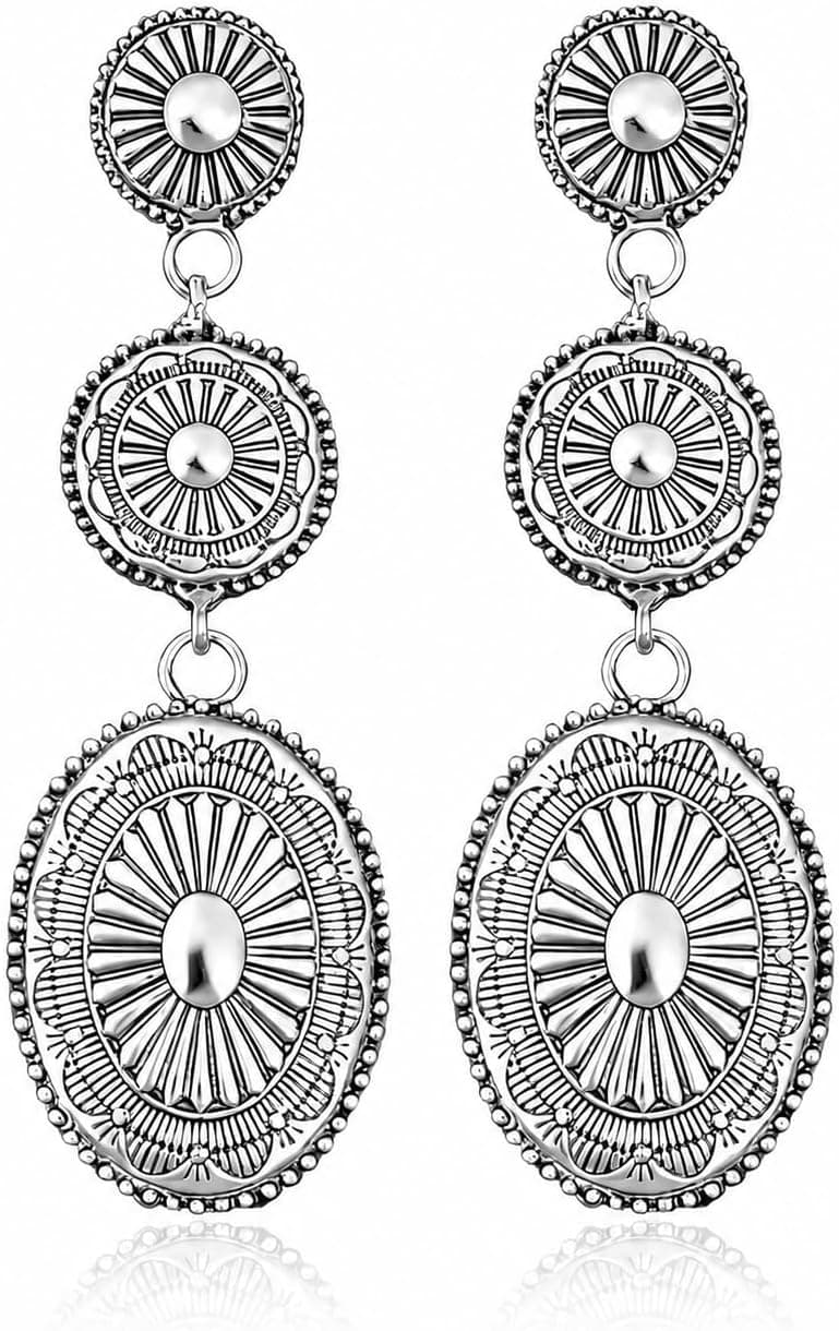 Gold western concho earrings